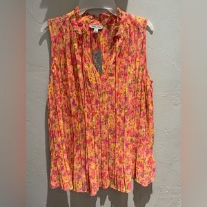 Floral & ivy Sleeveless Tie Collar Blouse at Von Maur SZ Small